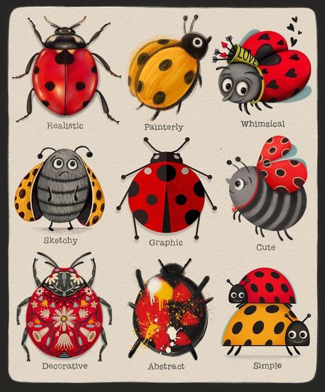 Bugs Drawing, Animal Tattoo Ideas, Ladybug Crafts, Ladybug Art, Ladybug Wallpaper, Painted Rocks Craft, Doodle Designs, Love Illustration, Art Drawings For Kids