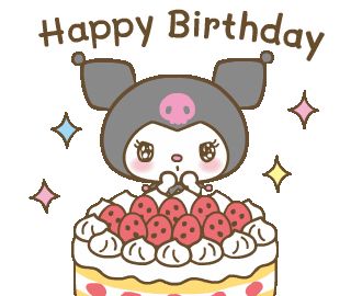 Sanrio Gif, Kuromi Birthday, Hello Kitty Desenho, Notion Icons, Sister Cards, Hello Gif, Melody Wallpaper, Comfort Place, Happy Birthday Art