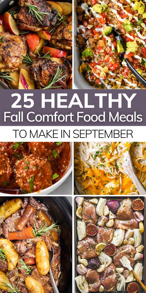 Fall Healthy Dinner Ideas, Healthy Tasteful Dinners, Best Fall Meals, Fall One Pot Recipes, Health Fall Dinner Recipes, Healthy Comfort Dinner, Fall Family Meal Ideas, Warm Fall Meals, Fall Inspired Dinner Recipes