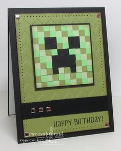 F4A303 Minecraft Birthday by angelladcrockett - Cards and Paper Crafts at Splitcoaststampers Mind Craft Birthday Cards, Minecraft Cards Handmade, Minecraft Cards, Bendi Cards, Minecraft Card, Minecraft Birthday Card, Birthday Card For Boys, Movies On Youtube, Birthday Cards For Boys