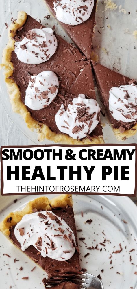 Healthy Chocolate Pudding Desserts, Healthy Chocolate Pie Recipe, Healthy Chocolate Cream Pie, Healthy Desserts With Cocoa Powder, Protein Pudding Pie, Easy Pudding Pie, Healthy Pie Recipe, Healthy Chocolate Pie, Healthy Pie