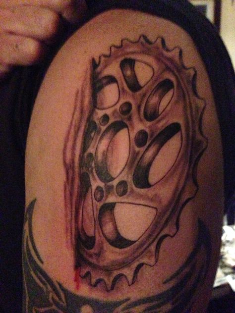 Sprocket tattoo Sprocket Tattoo, Skull Tattoo, Tattoo Ideas, Tattoos