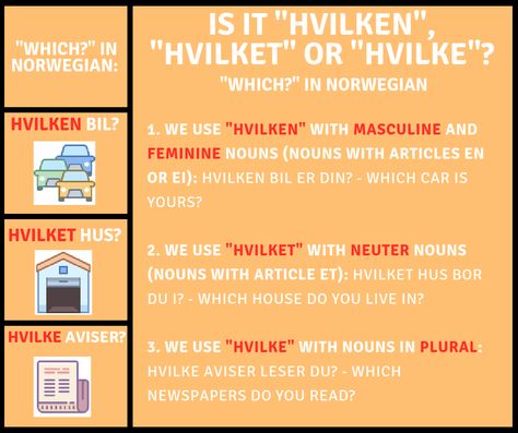 Learn Norwegian grammar with this free lesson about how to use the question word "Hvilken?" - "Which?" Learning Norwegian, Norwegian Ancestry, Babel Tower, Norway Language, Learn Swedish, Learning Languages Tips, Learn Another Language, Tower Of Babel, Norway Travel