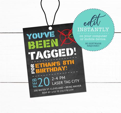 Lazer Tag Party Invitations, Laser Tag Birthday Invitations, Laser Tag Birthday Party Ideas, Lazer Tag Birthday Party, Donut Party Invitation, Laser Tag Party Invitations, Vip Lanyard, Laser Tag Invitations, Laser Tag Birthday Party