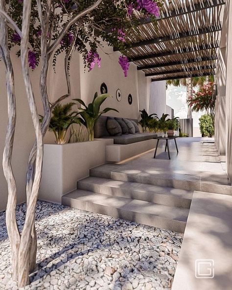 Interior Design Outdoor, Minwax Stain Colors, Villa Exterior Design, Mediterranean Patio, Courtyard Gardens Design, Minwax Stain, Back Porch Ideas, Patio Interior, Outdoor Gardens Design