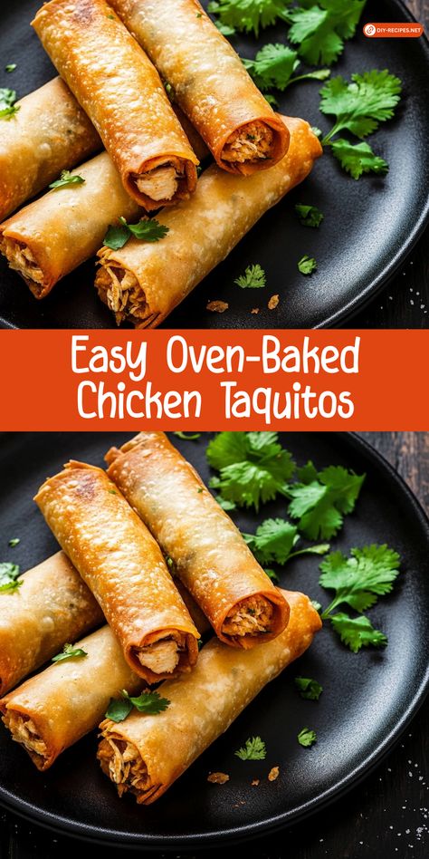 Try these easy oven-baked Chicken Taquitos for a delicious and crunchy treat. Simple ingredients, big flavor, and minimal effort! Chicken Taquitos Recipe Crockpot, Taquitos Recipe Chicken, Easy Homemade Taquitos, Healthy Flautas Chicken, Recipes Using Taquitos, Oven Chicken Taquitos, Oven Taquitos Corn Tortillas, Diy Taquitos Chicken, Easy Taquito Recipe