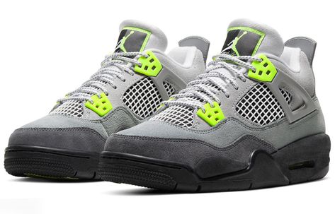 Nike Air Jordan 4 Retro GS Neon CT5343-007 Jordan 4 Neon, Air Max 95 Neon, Sneaker Website, Vapour Max Nike, Nike Sacai, Jordan 4s, Womens Air Jordans, Jordan 4 Retro, Air Jordan 6