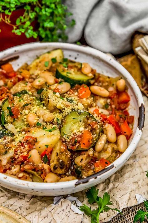 This tasty and comforting Rustic Italian Vegetable Bake is easy to make, ultra-satisfying, and brimming with feel good ingredients and flavors. #wholefoodplantbased #vegan #oilfree #glutenfree #plantbased | monkeyandmekitchenadventures.com Vegetable Bake, Monkey And Me Kitchen Adventures, Monkey And Me, Vegan Parmesan Cheese, Italian Vegetables, Cubed Potatoes, Baked Vegetables, Rustic Italian, Vegan Parmesan