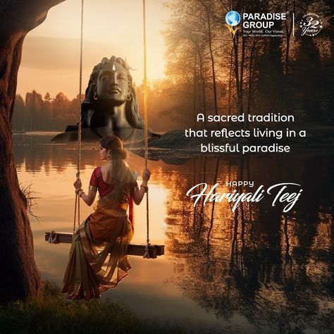 Together let's embrace an age-old tradition, mirroring the serenity of a blissful paradise. Heartfelt wishes for a joyful Hariyali Teej celebration! #ParadiseGroup #RealEstate #NaviMumbai #HariyaliTeej #TeejFestival #TraditionalCelebration #GreeneryAndJoy #TeejWishes Teej Festival, Photoshop Tutorial Typography, Together Lets, Navi Mumbai, Radha Krishna Pictures, Krishna Pictures, Photoshop Tutorial, Radha Krishna, Krishna