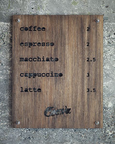 simple. Papan Menu, Cafe Signage, Coffee Bar Design, Wood Logo, Menu Boards, Coffee Menu, Coffee Carts, Burger Bar, Decoration Photo