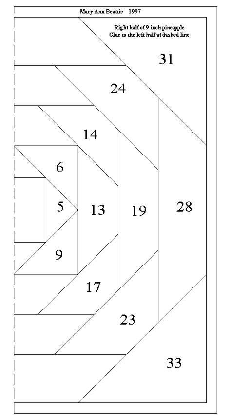 Pineapple Paper Piecing Pattern, Pineapple Quilt Pattern Free, Paper Pieced Log Cabin Block Patterns, Pineapple Block Quilt Pattern, Pineapple Patchwork Quilt Blocks, Pineapple Quilt Block Foundation Paper, Foundation Quilt Blocks, Foundation Paper Piecing Tutorial, Pineapple Block