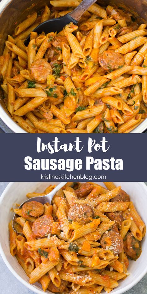 Easy Instant Pot Pasta, Pasta Italian Sausage, Pressure Cooker Pasta, Instant Pot Pasta, Penne Pasta Recipes, Sausage Pasta Recipes, Pasta With Sausage, Instant Pot Pasta Recipe, Pot Recipes Healthy