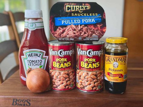 Pork and Beans Recipe - Baked Beans Using Van Camp's - The Vintage Cook Crockpot Chicken Casserole, Pork And Beans Recipe, Pulled Pork Meat, Poppy Seed Chicken Casserole, Pork And Beans, Canned Baked Beans, Pork Hock, Boston Baked Beans, Pork N Beans