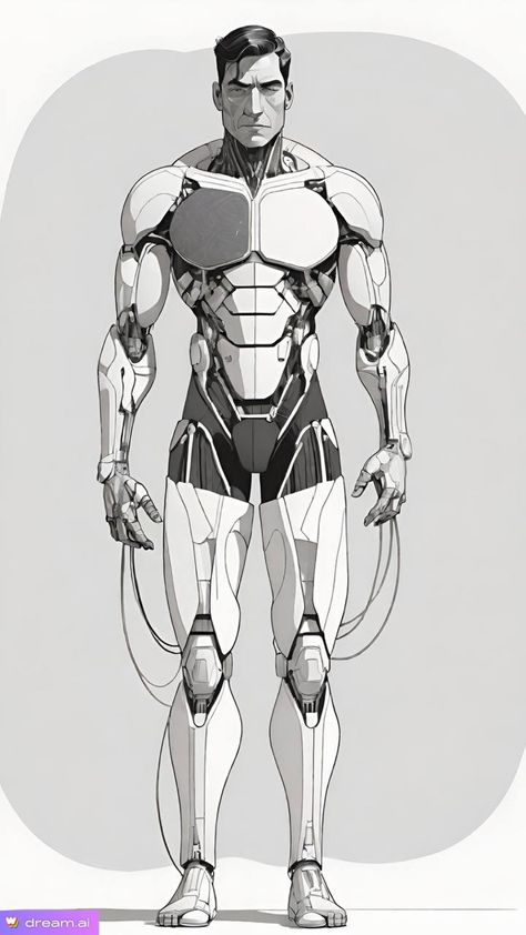 Cyborgs Art Drawing, Android Robot Male, Cyborgs Art Male, Robot Painting, Arm Drawing, Cyborgs Art, Android Robot, Futuristic Armour, Humanoid Robot