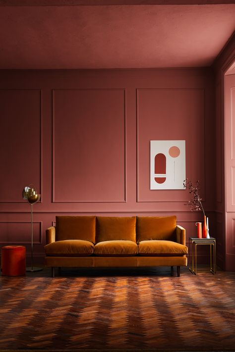 Burgundy Room, Sunset Blush, Bedroom Moodboard, Blush Trend, Orange Color Combinations, Sitting Space, Good Color Combinations, Small Corner, Golden Leaves