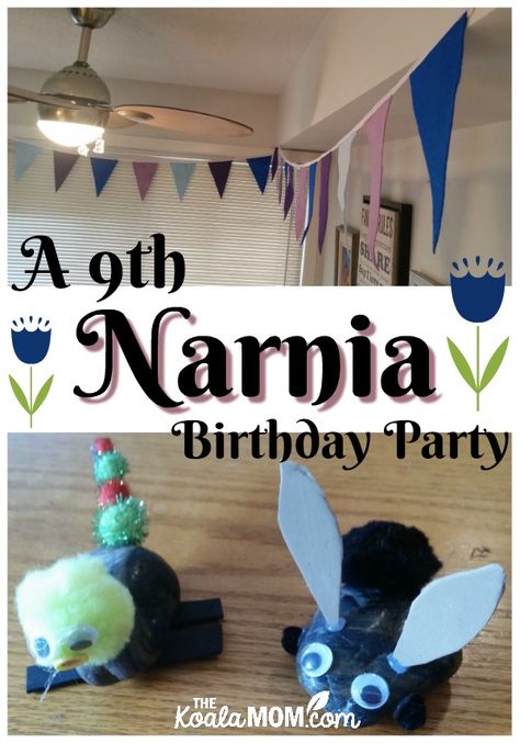 Sunshine's 9th Narnia Birthday Party (food, decor, activites and more!) Narnia Birthday Party, Literary Party, Party Food Decor, Narnia Birthday, Medieval Birthday, Narnia Party, Camp Themes, Stone Animals, Lion Witch Wardrobe