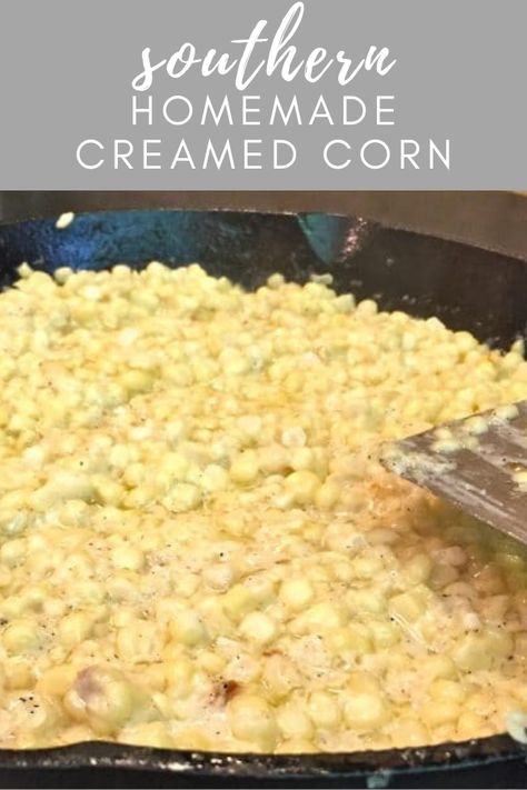 Easy Southern Homemade Creamed Corn is delicious and doesn't bear any resemblance to the canned variety. Made with fresh corn, it is the perfect side dish. #sidedish #vegetables #dinner #corn Southern Creamed Corn, Creamed Corn Recipe Easy, Dinner Ideas Southern, Fresh Corn Recipes, Homemade Cream Corn, Vegetables Dinner, Corn Food, Sunday Dinner Ideas, Corn Recipes Side Dishes