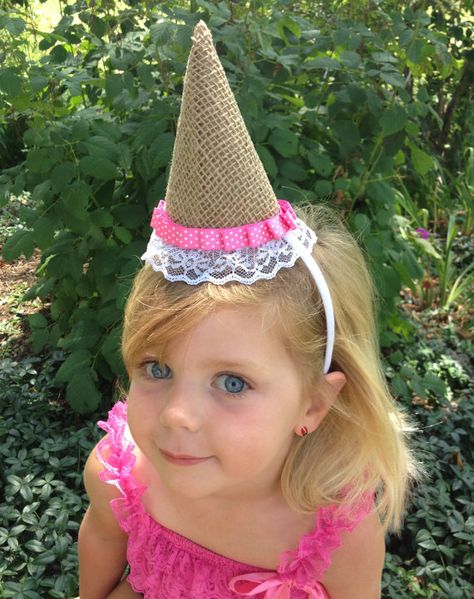 Ice Cream Headband, Social Photo, Birthday Ice Cream, Cone Hat, Ice Cream Social, Ice Cream Party, Summer Birthday, Birthday Hat, Ice Cream Cone