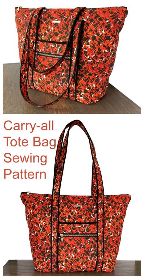 Hand Sewn Purses Free Pattern, Canvas Bag Pattern Sewing Projects, Quilted Project Bag Pattern, Large Bag Sewing Pattern, Sewing A Purse For Beginners, Tote Bag With Zipper Pattern Free, Free Purse Sewing Patterns, Sewing Tote Bags Pattern Free, Free Handbag Patterns