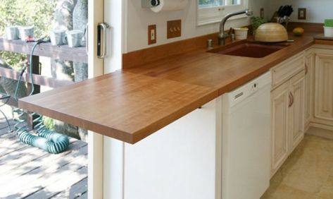 Kitchen Countertop Extension, Countertop Extension, Rustic Countertops, Wood Countertops Kitchen, Kitchen Remodel Countertops, Cherry Kitchen, Island Countertops, Extension Ideas, French Country Kitchen