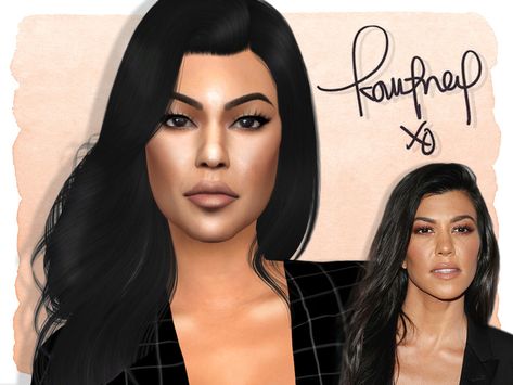 Sims 4 — Kourtney Kardashian by Jolea — This is my Celebrity inspired Kourtney Kardashian, hope you'll like it. If you Sims 4 Cc Hair, Kloe Kardashian, The Sims 4 Skin, Play Sims 4, Sims 4 Children, Sims 4 Dresses, Sims 4 Cc Packs, Best Sims, Sims 4 Mods Clothes