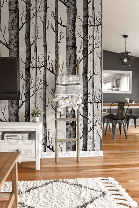 Peel And Stick Wallpaper Kids, Peel And Stick Contact Paper, Murals For Living Room, Birch Tree Decor, Birch Tree Wallpaper, Woodland Wallpaper, Wallpaper Nursery, Room Accent Wall, Tree Wall Murals