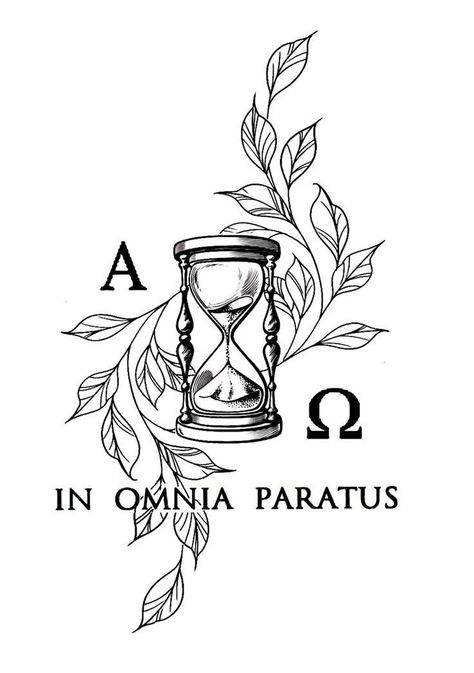 Omega Tattoo Design, Alfa Omega Tattoo, Alpha And Omega Tattoo, In Omnia Paratus Tattoo, Alpha Tattoo, Omega Tattoo, Hermes Tattoo, Latin Tattoo, Alchemy Tattoo