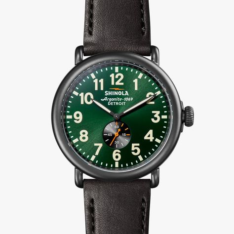 Shinola Watch, Black Stainless Steel, Black Watch, Hunter Green, Sapphire Crystal, Leather Accessories, Quartz Movement, Quartz Watch, Stainless Steel Case