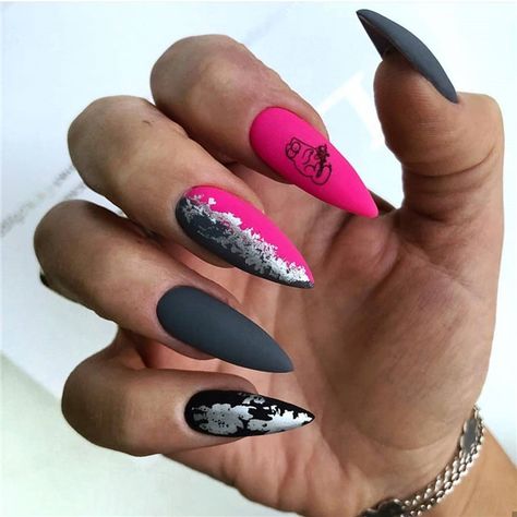 Royal Blue And Silver Nails, Blue And Silver Nails, Short Stiletto, Black Stiletto Nails, Valentines Day Nails, Nail Stencils, Long Stiletto, Nails Stiletto, Nail Design Ideas