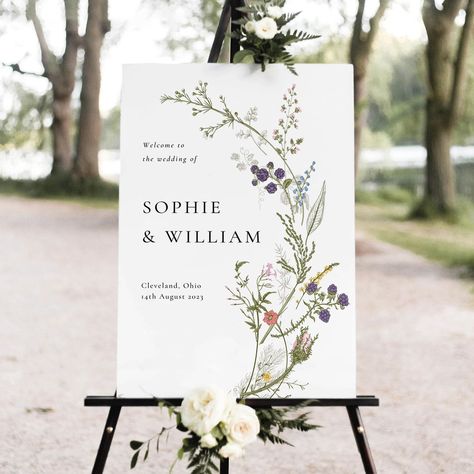 Wildflower Wedding Welcome Floral Welcome Sign Template - Etsy Australia Floral Welcome Sign, Rustic Modern Wedding, Country Garden Weddings, Rustic Boho Wedding, Welcome Sign Template, Welcome Poster, Wedding Boho, Wedding Welcome Sign, Wildflower Wedding