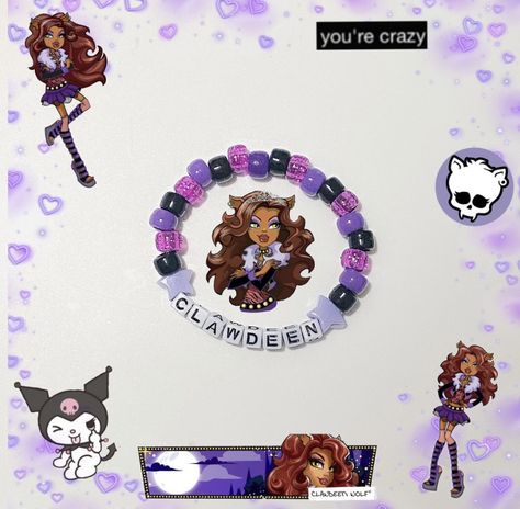 Kandi Monster High, Monster High Friendship Bracelets, Monster High Bracelet, Monster High Jewelry, Monster High Diy, Monster High Crafts, Diy Kandi Bracelets, Pony Bead Bracelets, Diy Kandi