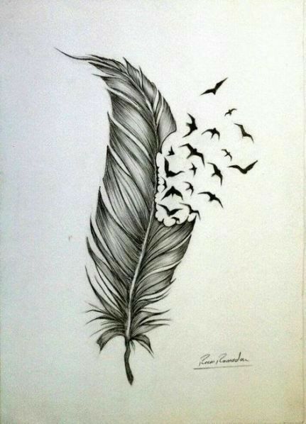 Drawing Ideas Pencil Sketches, Sketches Tree, Drawing Pencil Sketches, Drawing Ideas Pencil, Feather With Birds Tattoo, Feather Drawing, Abstract Pencil Drawings, Tree Drawings Pencil, Coloring Drawing