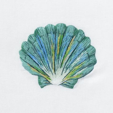 Products – Henry Handwork Ocean Embroidery, Trish Burr, Teal Towels, Scallop Shell, Embroidery Patterns Vintage, Thread Painting, Embroidered Towels, Handmade Textiles, European Linens