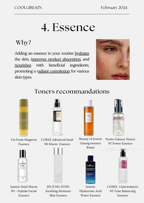 Essence Skincare, Korean Skin Care Secrets, Haut Routine, Skin Care Basics, Skin Essence, Skin Advice, Skin Care Routine Order, Basic Skin Care Routine, For Skin Care