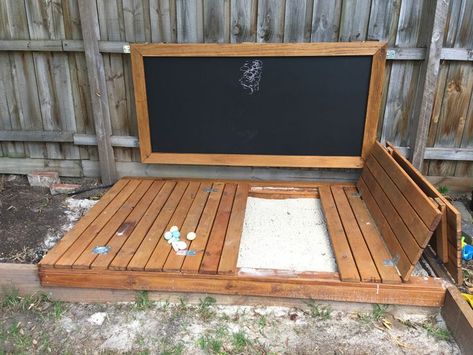 Sandpit Cover Ideas, Sleeper Sandpit, Garden Sandpit Ideas, Sand Pit Ideas, Diy Sandpit, Sandpit With Cover, Sandpit Ideas, Play Area Garden, Sandpit Cover