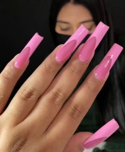 Pink Base Nail Design, Medium Square Nails Designs Spring, Pink On Pink French Tip, Acrylic Nail Designs Almond Shape, Glam Nails Coffin, Baddie Pink Nails, Simple Pink Nail Ideas, Nails French Tip Pink, Pink Glam Nails