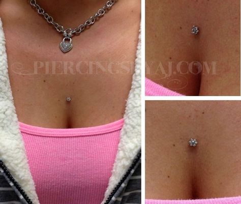 Sternum Piercing, Chest Piercing, Hip Piercings, Microdermal Piercing, Hand And Finger Tattoos, Ear Gauges Plugs, Gem Jewelry, Dermal Piercing, Cute Piercings