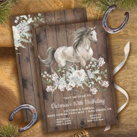 Trotting Watercolo Horse Birthday Party Invitation Horse Happy Birthday Image, Horse Birthday Party Invitations, Horse Birthday Party, Horse Invitations, Flower Birthday Invitations, Horse Birthday Invitations, Dream Birthday, Flower Birthday Party, Bohemian Cowgirl