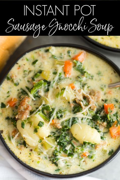 Sausage Gnocchi Soup, Sausage Gnocchi, Buffalo Chicken Grilled Cheese, Gnocchi Recipes Soup, Chicken Gnocchi Soup, Gnocchi Soup, Mild Italian Sausage, Instant Pot Soup Recipes, Sausage Soup