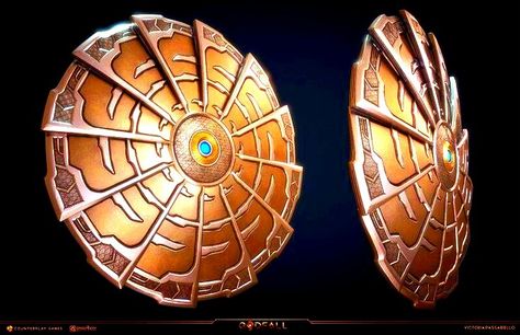 Sci Fi Shield Concept Art, Dnd Magic Shield, Cool Shield Designs, Sheild Ideas Art, Shield Fantasy Art, Magic Artifacts Concept Art, Shield Design Concept, Dnd Shield, Shield Rpg