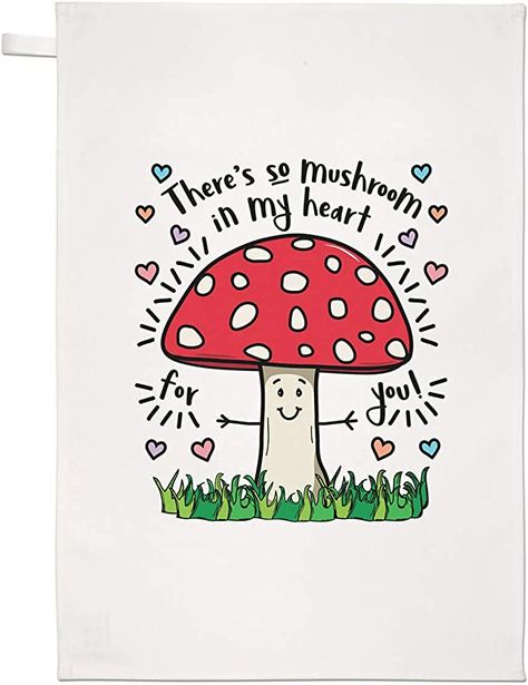 There's So Mushroom in My Heart for You Tea Towel Dish Cloth : Amazon.co.uk: Home & Kitchen Mushroom Valentine, So Mushroom In My Heart, Summertime Crafts, Diy Gifts For Girlfriend, Simple Cartoon, Shop Small Business, Branded Gifts, Cotton Tea Towels, Business Branding