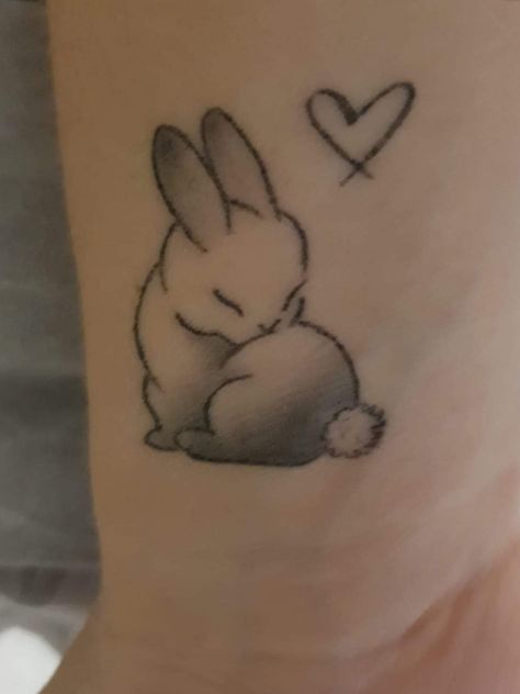 Cute Bunny Tattoos For Women, Angel Bunny Tattoo, Bunny With Wings Tattoo, Bunny Tattoo Cute, Bunny Rabbit Tattoo, Bunny Tattoo Ideas, Go Tattoo, Bunny Tattoos, Rabbit Tattoos