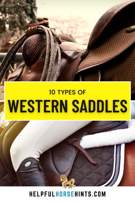 Seasoned horseback riders know that choosing the right saddle is key if you want your ride to be smooth and enjoyable.  The right saddle ensures that both you and your horse are comfortable, thus guaranteeing you efficiency as you go about your activities.  This article explores the ten common types of western saddles and their features.  Let’s dive into the fascinating world of western saddles.   #pads #drawing #types #horse #partsof #aesthetic #helpfulhorsehints Drawing Types, Reining Saddle, Western Riding Tack, Rare Horse Breeds, Endurance Saddles, Mounted Shooting, Trail Saddle, Roping Saddles, Barrel Racing Saddles