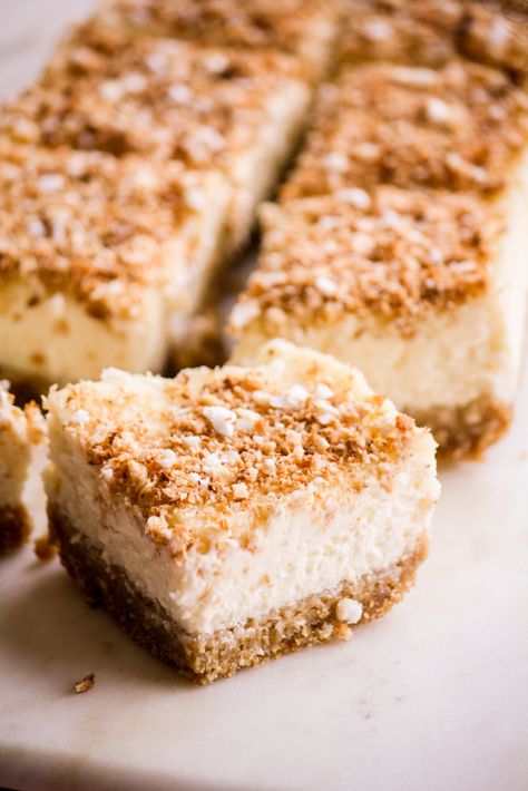 COCONUT CHEESECAKE BARS Coconut Cheesecake Bars, Coconut Cookie, Small Batch Baking, Baked Cheesecake, Cookie Base, Coconut Cheesecake, Digestive Biscuits, No Bake Cheesecake, Cheesecake Bars