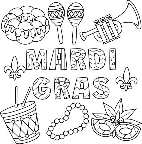 Mardi Gras Color Sheets For Kids, Mardi Gras Coloring Pages Free Printable, Mardi Gras Birthday Party For Kids, Mardi Gras Activities For Kids, Mardi Gras Coloring Pages, Mardi Gras Activities, Mardi Gras Kid, Recreational Therapy, Skull Coloring