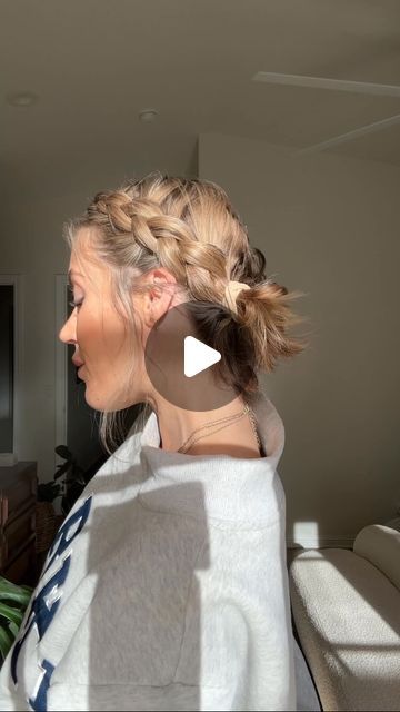 AMANDA PINKEL on Instagram: "my hair is still a little too short so I did buns at the end 🥰 #dutchbraids #hairtutorial #easyhairstyles #shorthair #braids" Double Dutch Braid For Short Hair, French Braids Into Two Buns, Cute Easy Hairstyles Buns, Braided Space Buns Low, Braids Going Into Two Buns, Braided Bun Hairstyles Short Hair, Two Buns On Short Hair, Dutch Braided Bun, Braided Space Buns Short Hair