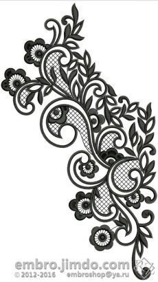 Neck Line Design, Embroidery On Black, Line Embroidery, Lace Tattoo Design, Embroidery Cute, Muster Tattoos, Ideas Embroidery, Motifs Perler, Lace Tattoo