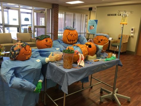 Hospital pumpkin carving contest Emergency Room Pumpkin Contest, Pumpkin Carving Ideas Hospital, Pumpkin Carving Ideas Medical, Medical Pumpkin Carving Ideas, Hospital Halloween Decorations, Medical Pumpkin Decorating Contest, Hospital Pumpkin Contest Ideas, Medical Pumpkin, Hospital Pumpkin