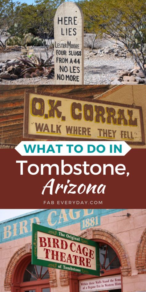 Are you also planning a trip and wondering what to do in Tombstone, AZ? Since Tombstone is small, it is very easy to do a walking tour, as most major historic sites are within a few blocks of each other. I am sharing the seven must-visit things to do in Tombstone, Arizona. You'll want to save this post for a list of Tombstone, AZ attractions. Click or visit FabEveryday.com for all of our recommendations for things to do in Tombstone, AZ. Goodyear Arizona Things To Do, Tombstone Arizona Things To Do, Homeschool Materials, Tombstone Az, Travel Arizona, Texas Trip, Arizona Trip, Tombstone Arizona, Arizona Adventure