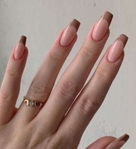 Brown Acrylic Nails, Unghie Sfumate, Smink Inspiration, Minimal Nails, French Tip Acrylic Nails, Simple Acrylic Nails, French Tips, Minimalist Nails, Fire Nails